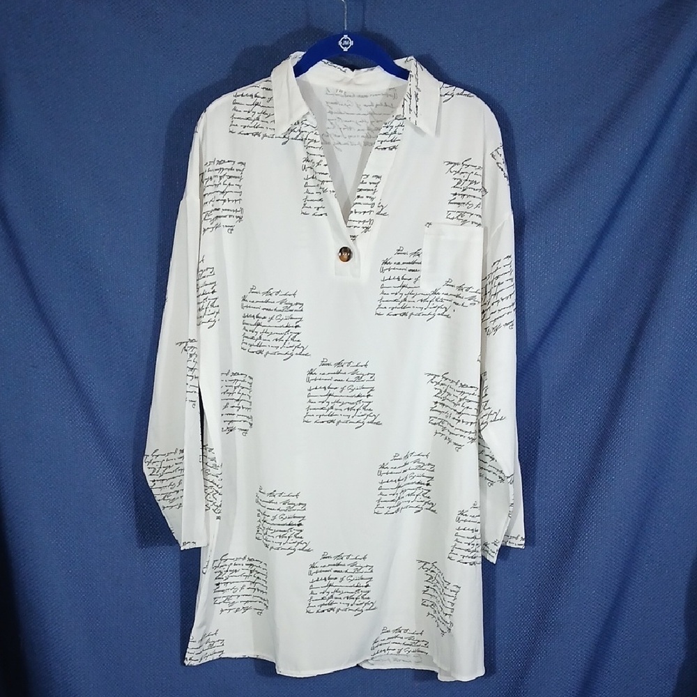 White Poly Tunic Pullover Blouse
